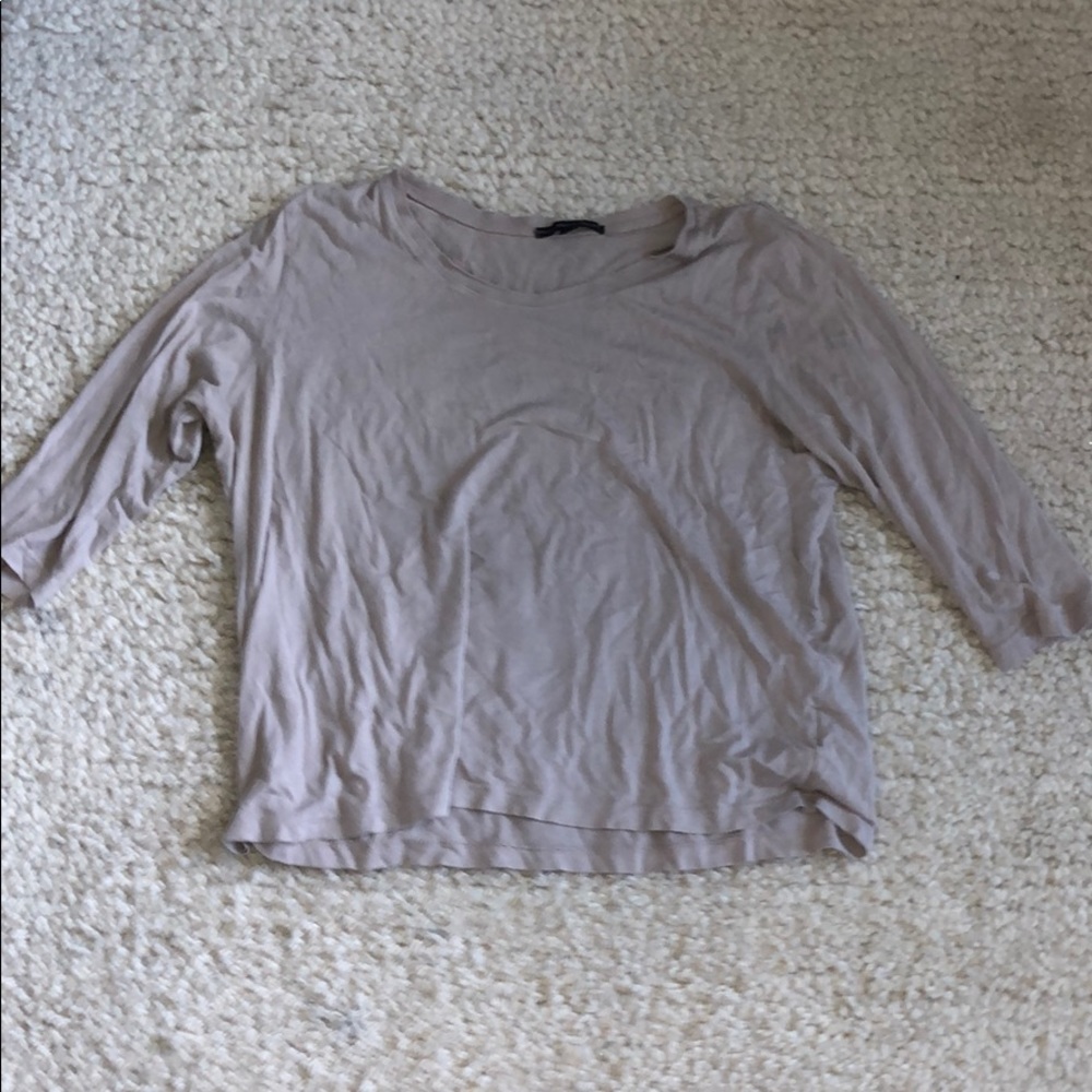 Truly madly deeply Beige slouchy 3/4 sleeve shirt